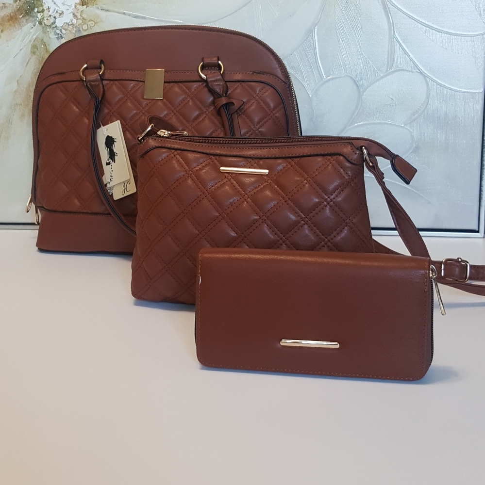 Handbags 3pcs sets Brown color